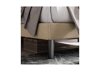 Platform Bed with Adjustable Headboard – Upholstered Frame, Wood Slats, and Modern Low-Profile Design