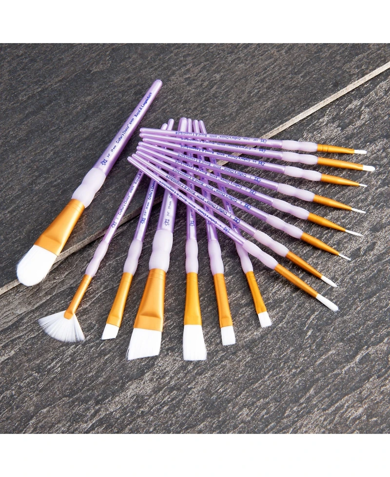 Royal & Langnickel Crafter's Choice Synthetic White Taklon Paint Brushes, 15pc
