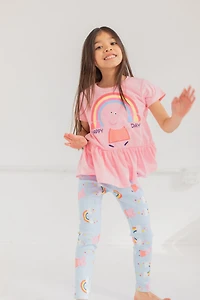 Peppa Pig Toddler Girls Peplum T-Shirt and Leggings Outfit Set