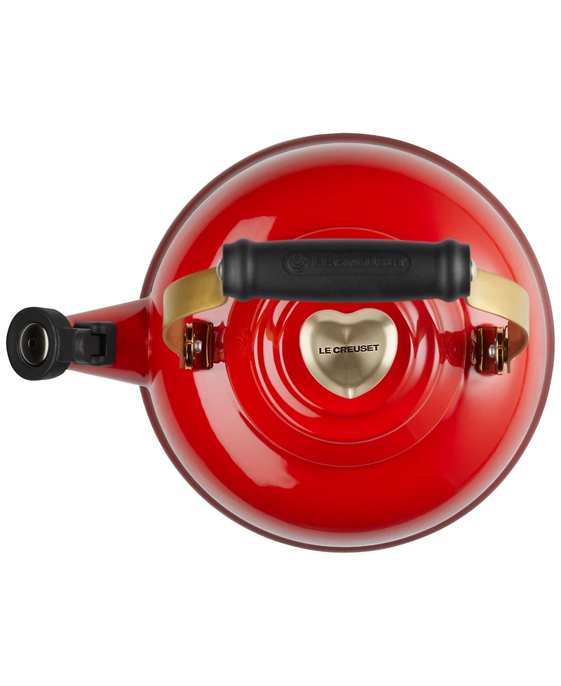 Le Creuset Enamel On Steel Whistling Kettle 1.7 Qt. Light Gold Heart