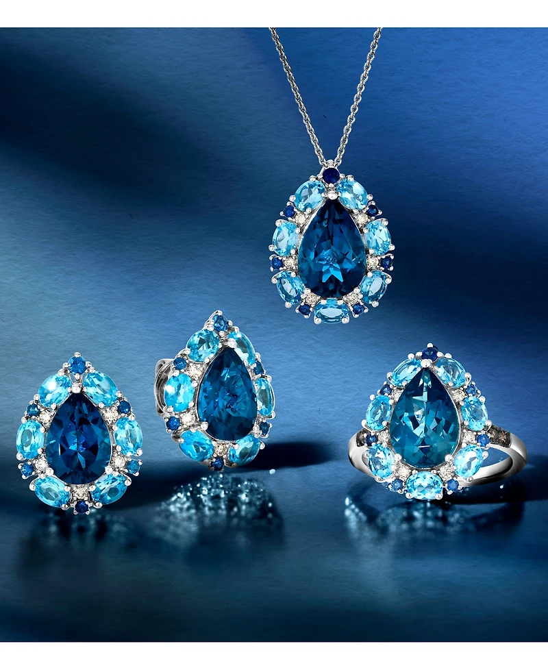 Le Vian Multi-Gemstone (4-1/2 ct. t.w.) & Nude Diamond (1/20 ct. t.w.) Pear-Shape 20" Adjustable Pendant Necklace in 14k White Gold