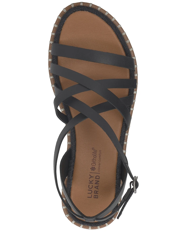 Lucky Brand Women's Kielly Strappy Whipstitch Flat Sandals