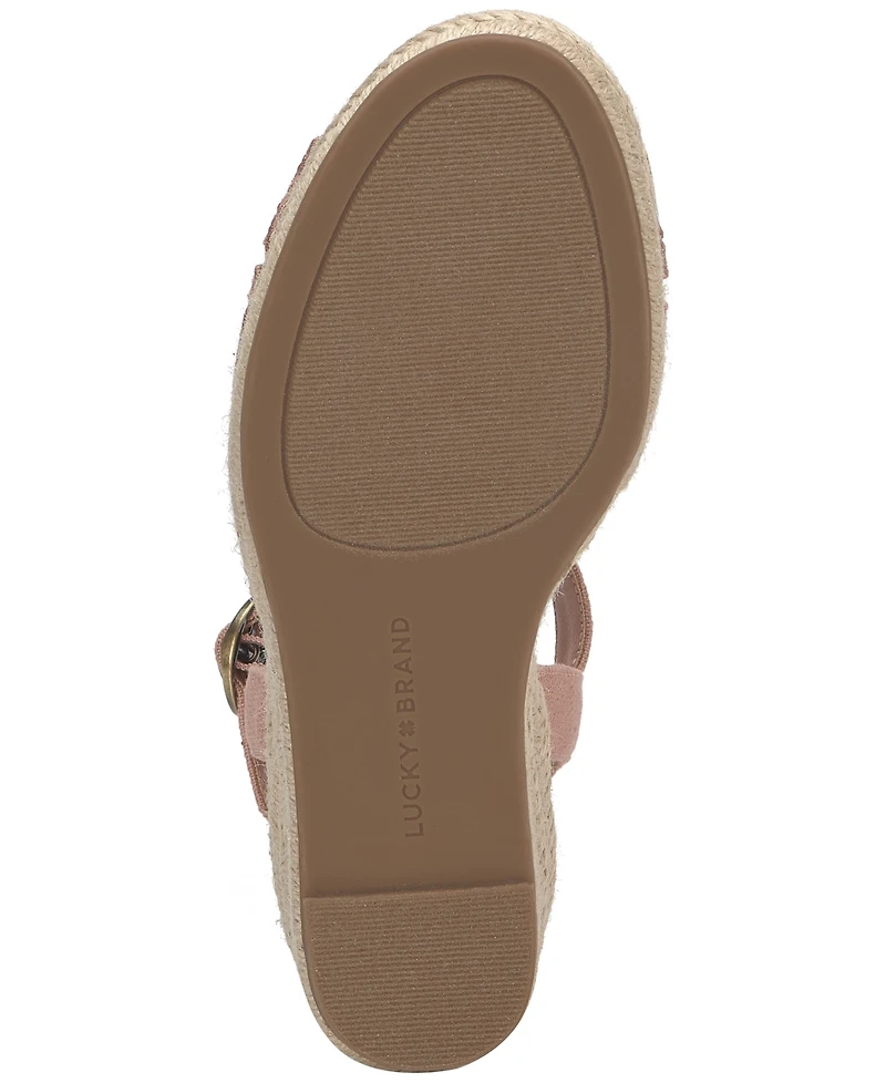 Lucky Brand Women's Coyna Floral Lace Platform Espadrille Wedge Sandals