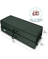 Hearth & Harbor Premium Holiday Gift Wrapping Paper Accessories Storage Organizer Box - X-Large with Wheels 2 removable Bins