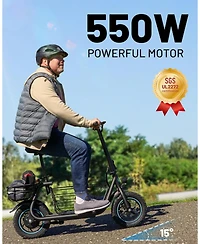 Urbanmax C1/C1 Pro Electric Scooter with Seat, 450W Powerful Motor up to 20/25 Miles Range, Foldable Electric Scooter for Adults Max Speed 15.5/18.6 M