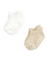 Touched by Nature Baby Girls 12Pk Organic Non-Skid No-Show Socks
