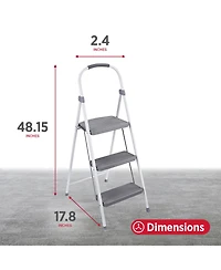 Rubbermaid 3 Step 225 Lb Capacity Folding Ladder Steel Step Stool with Hand Grip