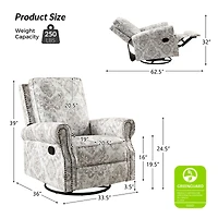 Evelia Floral Swivel Rocker Manual Recliner