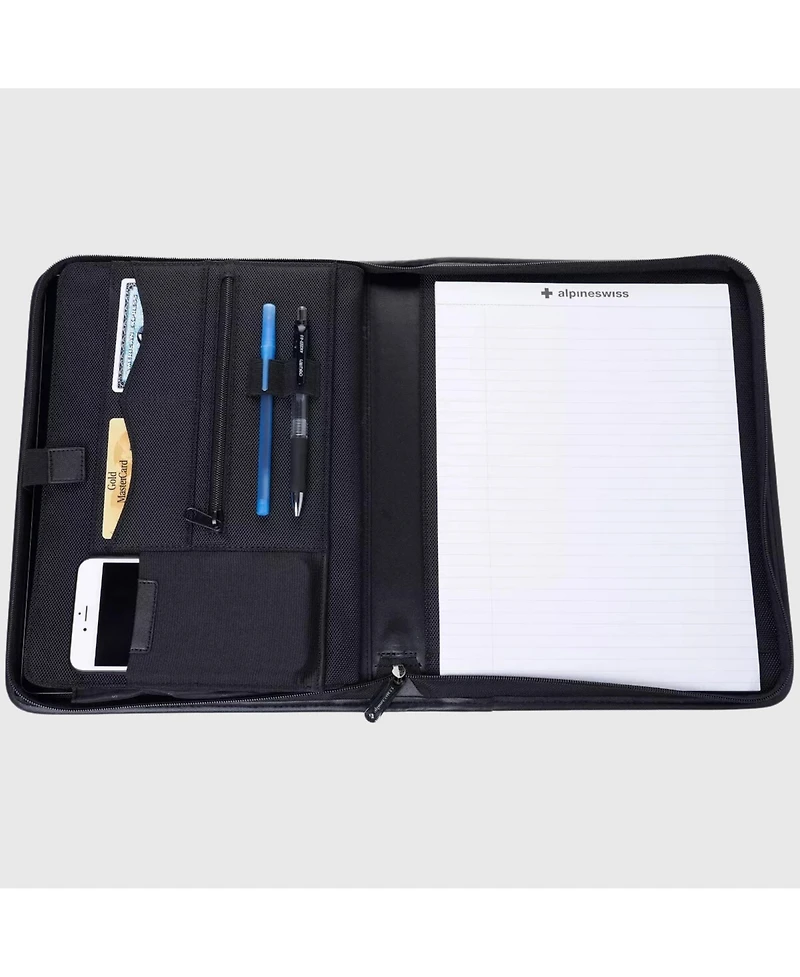 Alpine Swiss Nylon Zippered Writing Pad Business Portfolio Organizer Padfolio