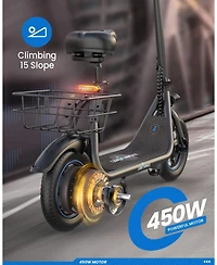 Urbanmax C1/C1 Pro Electric Scooter with Seat, 450W Powerful Motor up to 20/25 Miles Range, Foldable Electric Scooter for Adults Max Speed 15.5/18.6 M