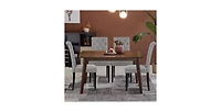 Slickblue Set of 2 Linen Button Tufted Dining Chair with Wood Legs