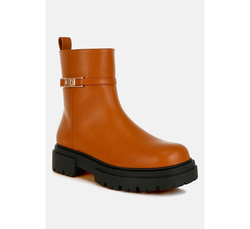 Corsac Buckle Belt Ankle Boots Women