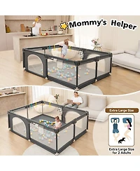 Comomy Baby Playpen, 79x79'' Extra Large Baby Playard, Kids Activity Center with Anti-Slip Base, Safety Play Yard for Infants Toddlers