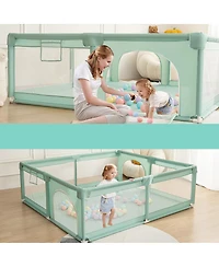 Comomy Baby Playpen, 71x79'' Extra Large Baby Playard, Kids Activity Center with Anti-Slip Base, Safety Play Yard for Infants Toddlers