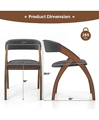 Gymax Dining Chair Set of 4 w/ Padded Cushion Curved Back Arched Rubber Wood Legs