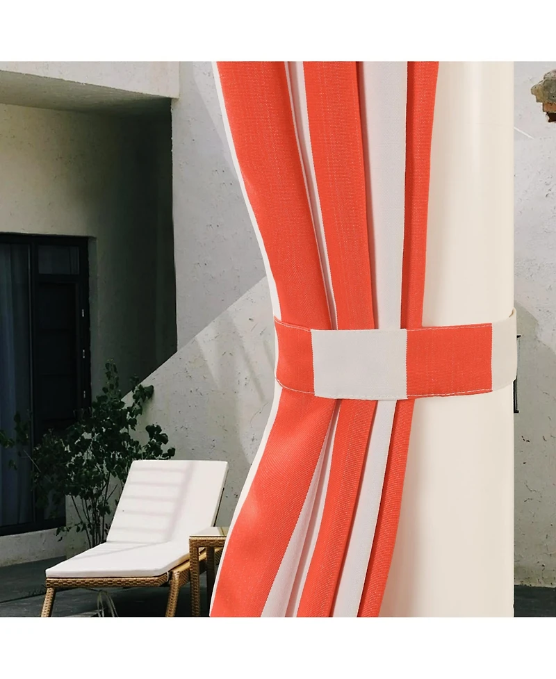 Awesome Home Outdoor Cabana Stripe Uv Protected Privacy Tab Top Curtain Panel, 52"x84"