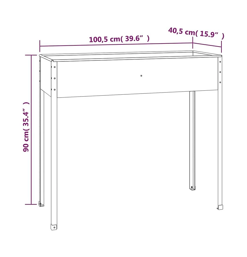 vidaXL Garden Planter Anthracite 39.6"x15.9"x35.4" Galvanized Steel