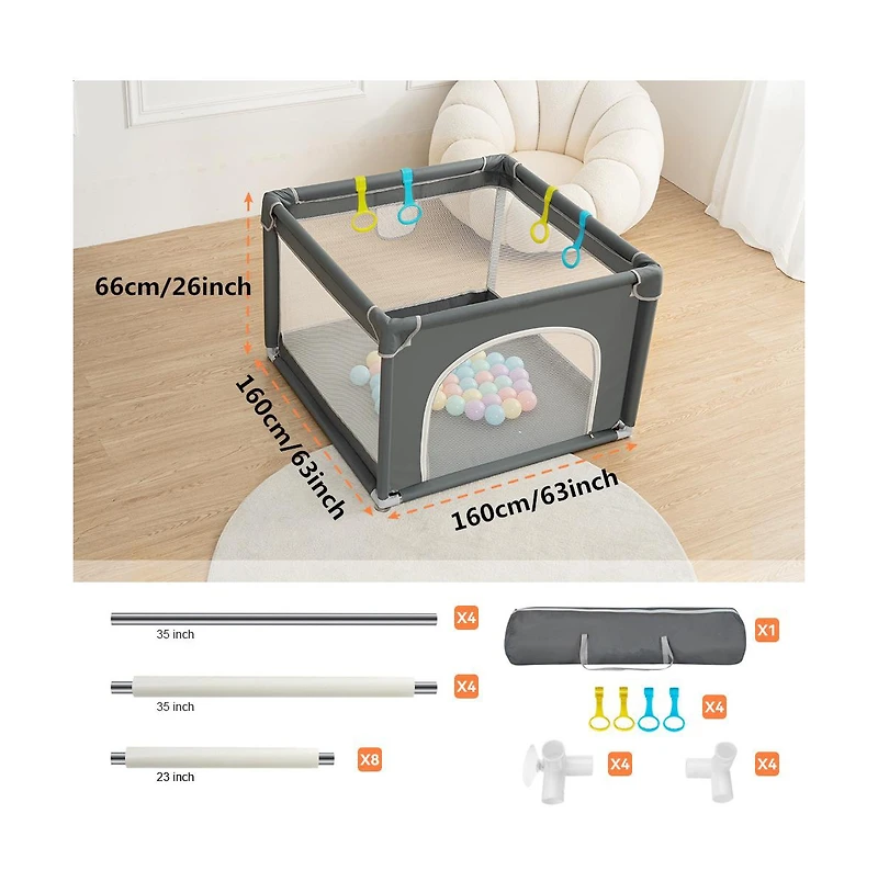 Comomy Small Baby Playpen Activity Center Baby Play Yard Indoor Outdoor 36"x 36"