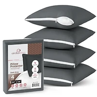 Circles Home, 100% Cotton Zippered Pillow Protector 4 Pack