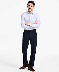 Men's Regular-Fit Non-Iron Spread Collar Check Pinpoint Dress Shirt