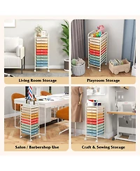 Gouun 10 Drawer Rolling Storage Cart Organizer with 4 Universal Casters