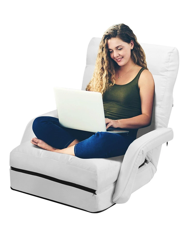 Gouun Folding Lazy Floor Chair Sofa with Armrests and Pillow