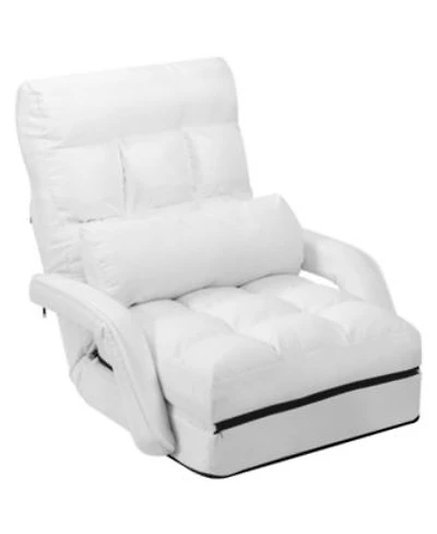 Gouun Folding Lazy Floor Chair Sofa With Armrests Pillow