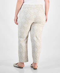 Jm Collection Plus Printed Jacquard Pants, Exclusively at Macy's