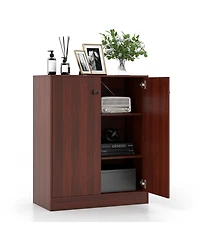 Gouun 2-Door Modern Floor Storage Cabinet with 3-Tier Shelf