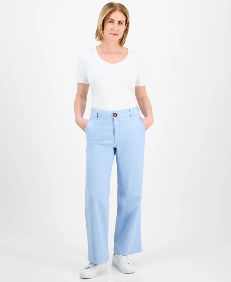 Style & Co Petite Mid-Rise Dobby Twill Wide-Leg Pants