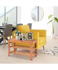 Gouun 3 Tier Bamboo Bench Storage Shoe Shelf