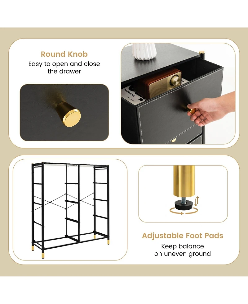 Gouun Floor Dresser Storage Organizer with 8 Drawers with Fabric Bins and Metal Frame-8-Drawer