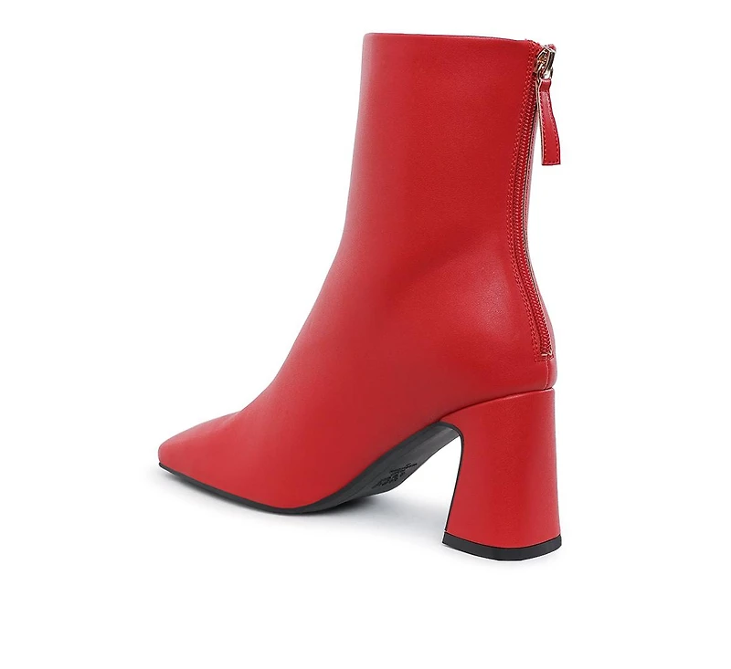 Neapolitan Faux Leather Square Toe Ankle Boots