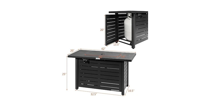 Slickblue 60,000 Btu Rectangular Portable Lp Gas Propane Fire Pit Table