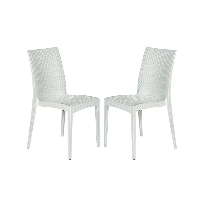 LeisureMod Weave Mace Indoor/Outdoor Dining Chair (Armless), Set of 2