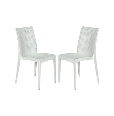 LeisureMod Weave Mace Indoor/Outdoor Dining Chair (Armless), Set of 2