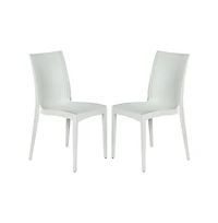 LeisureMod Weave Mace Indoor/Outdoor Dining Chair (Armless), Set of 2