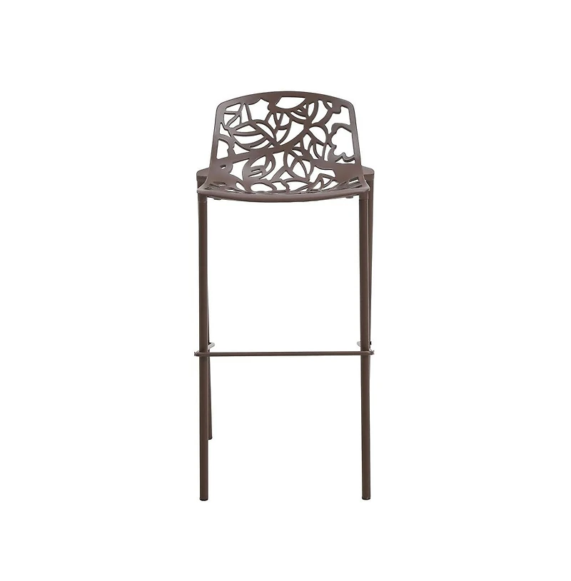 LeisureMod Aluminum Bar Stool with Powder Coated Frame and Footrest