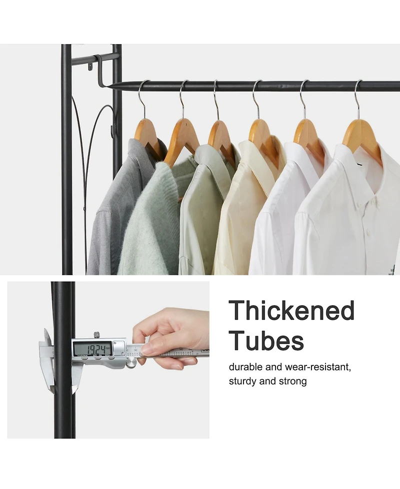 Unho Metal Clothes Rack: Garment Hanging Storage Shelf Shoes Stand for Bedroom Living Room