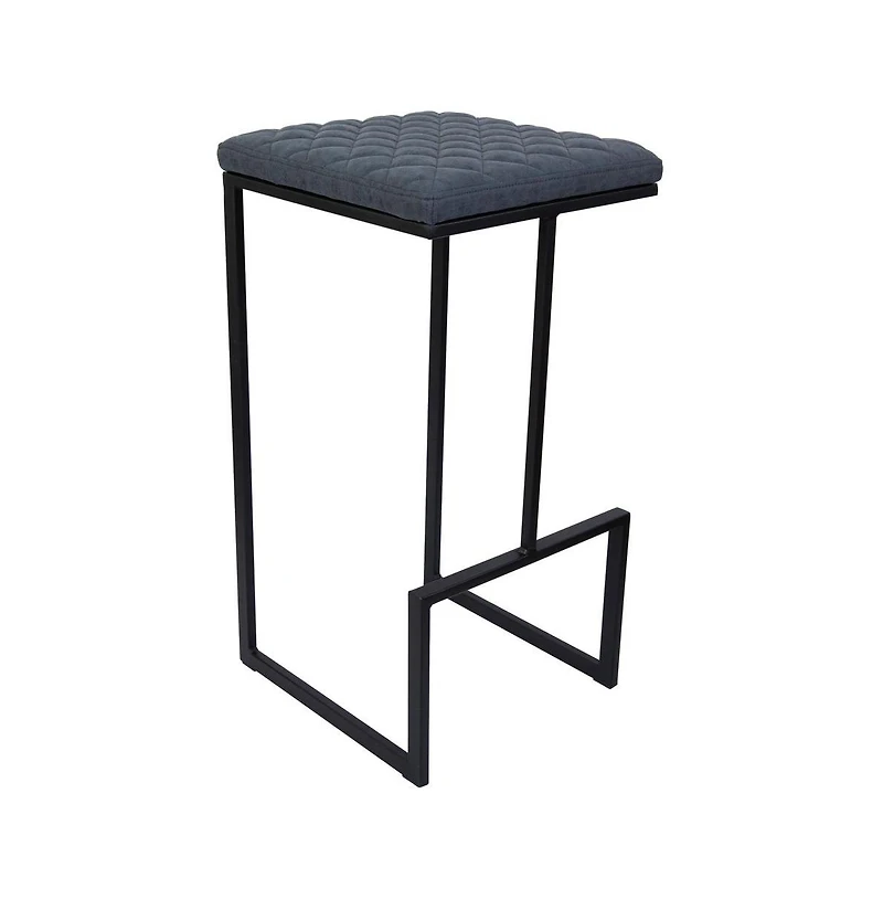 LeisureMod Quincy Leather Bar Stools With Metal Frame Set of 2