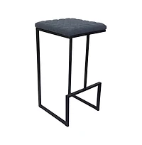 LeisureMod Quincy Leather Bar Stools With Metal Frame Set of 2