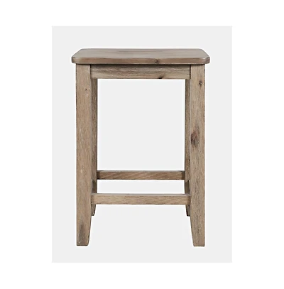 Jofran Eastern Tides Coastal Wire-Brushed Acacia Backless Counter Barstool (Set of 2