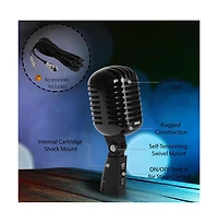 Pyle Classic Retro Dynamic Vocal Microphone, Vintage Style with 16' Xlr Cable (Black)