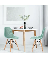 Gymax 2PCS Modern Dsw Dining Chair Office Home w/ Mesh Design Wooden Legs
