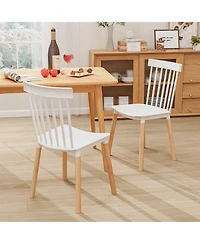 Gymax Set of 4 Windsor Dining Chairs w/ Spindle Backs & Curved Seats