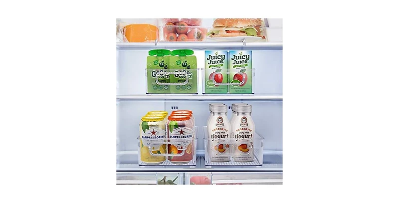 Sorbus 4 Pack Medium Stackable Clear Storage Bins with Handles- for Kitchen Pantry, Freezer & Fridge Organization
