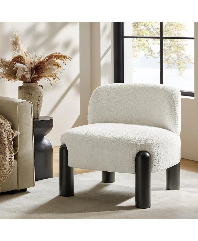 Hulala Home Zara Modern Armchair with Solid Wood Legs and Adjustable Feet