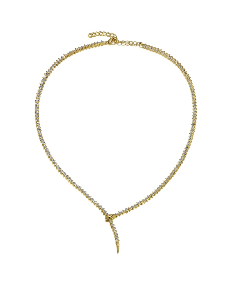14k Gold Plated Cubic Zirconia Coiled Snake Tennis Chain Necklace