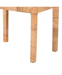Baxton Studio Abelia Modern Bohemian Natural Rattan and Mahogany Wood Long Accent Bench
