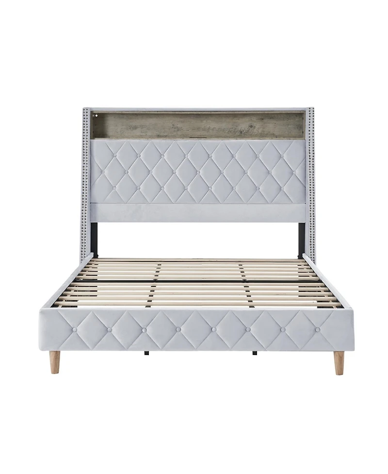 Hulala Home Dimas Modern 81.5" Bed with Storage Compartments